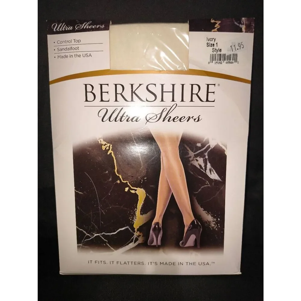 Berkshire Ultra Sheer Control Top Pantyhose.  Ivory Size 1. Control top and sand